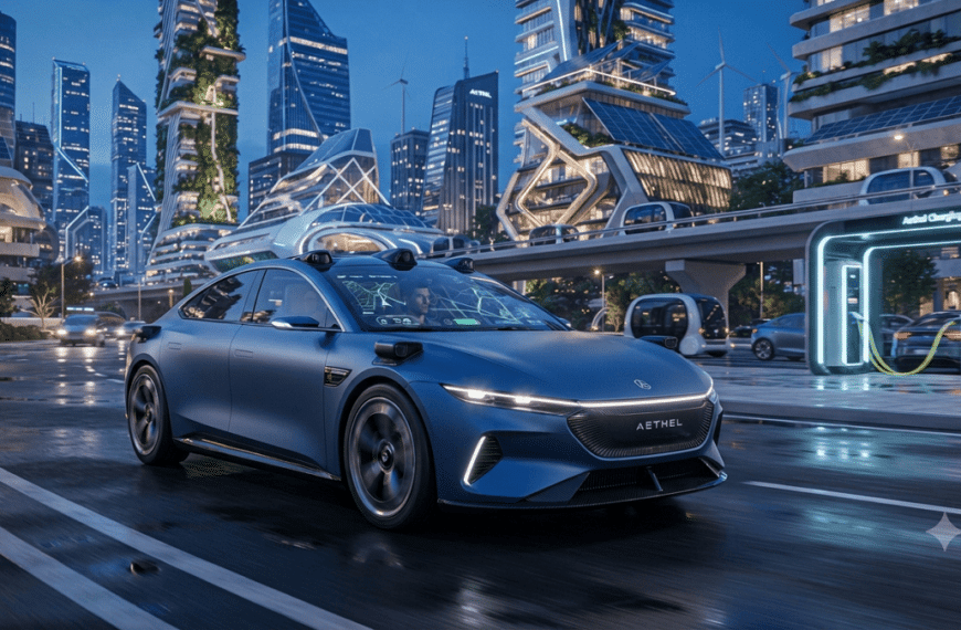 Futuristic electric vehicle charging in a smart city with advanced battery and fast-charging technology