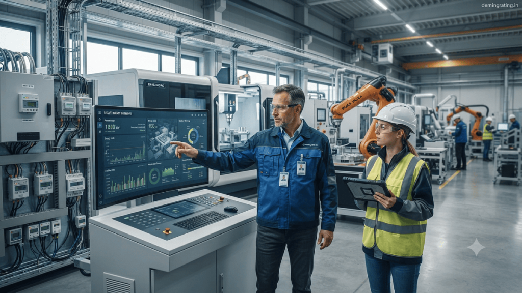 Industrial facility using smart energy metering and management systems with digital monitoring technology.
