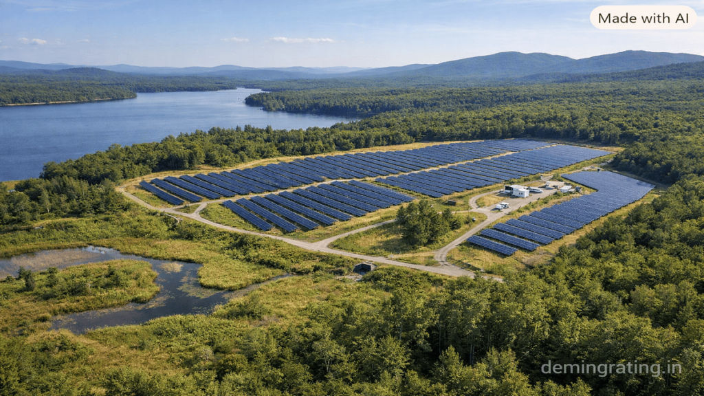 Sustainable project site surrounded by natural vegetation and environmental features