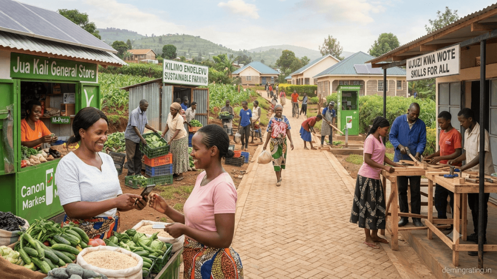 Eradicating Poverty. Community members participating in sustainable economic activities to reduce poverty