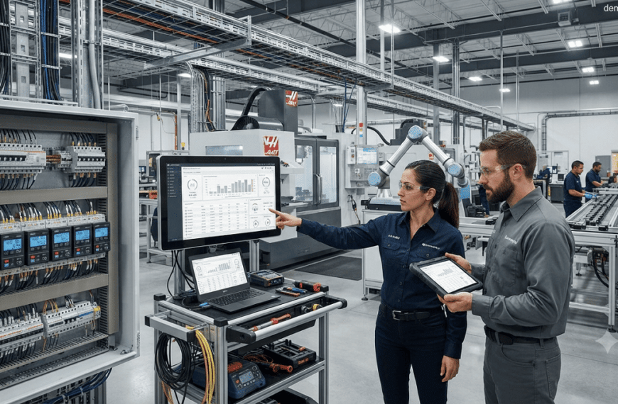 Industrial facility using energy-efficient machinery, smart meters, and monitoring systems to improve energy performance and reduce consumption.